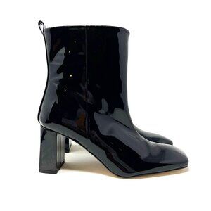 Good American Black Patent Leather Boots Size Square Toe NEW NIB